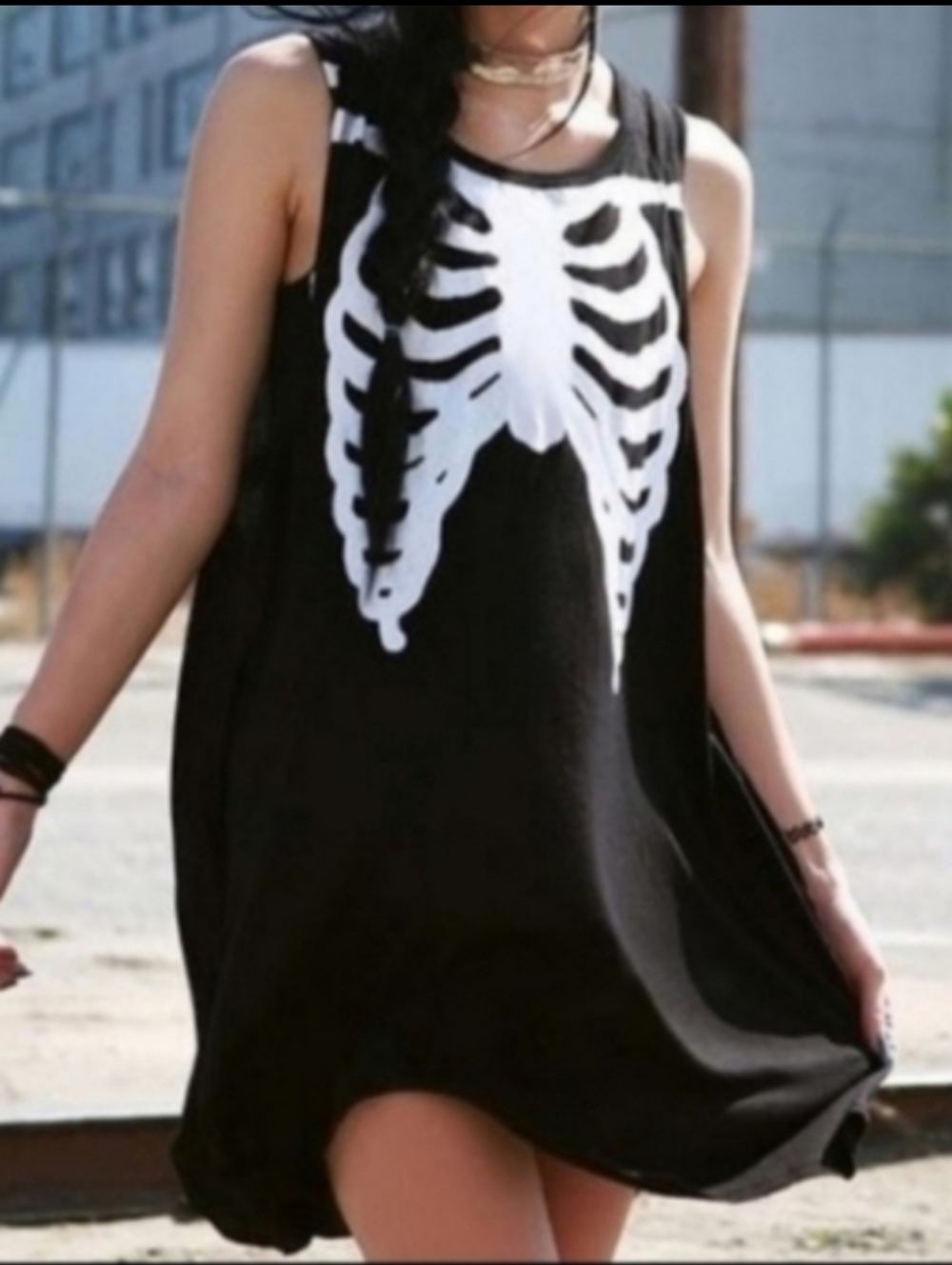Iron Fist Bone in Trapeze Dress Goth Grunge Horror Rave Festival